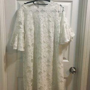White Lace Patterned Dress